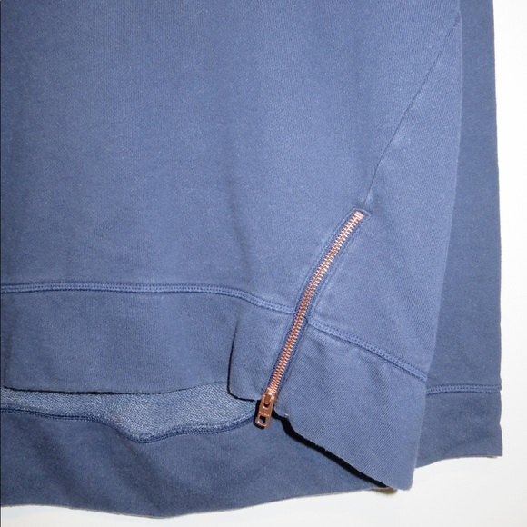 Athleta Sweatshirt Cityscape Navy Blue Double Zipper Pullover Crewneck Small - Picture 3 of 7